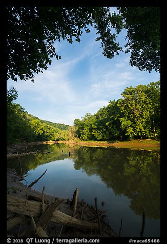 Green River and reflections at Houchin Ferry. Mammoth Cave National Park, Kentucky, USA.