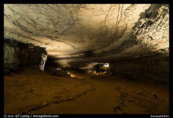 Large corridor near historic entrance. Mammoth Cave National Park, Kentucky, USA.