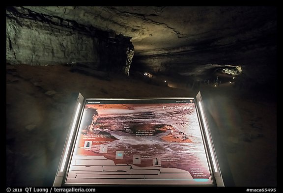 Cave creation Interpretive sign. Mammoth Cave National Park, Kentucky, USA.