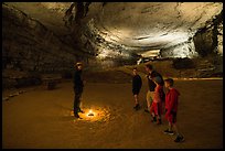 Ranger talks to family in cave. Mammoth Cave National Park ( color)