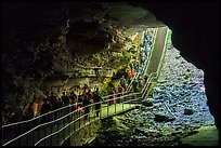 Many visitors waking into cave through historic entrance. Mammoth Cave National Park ( color)