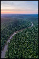Aerial view of Green River at sunset. Mammoth Cave National Park ( color)