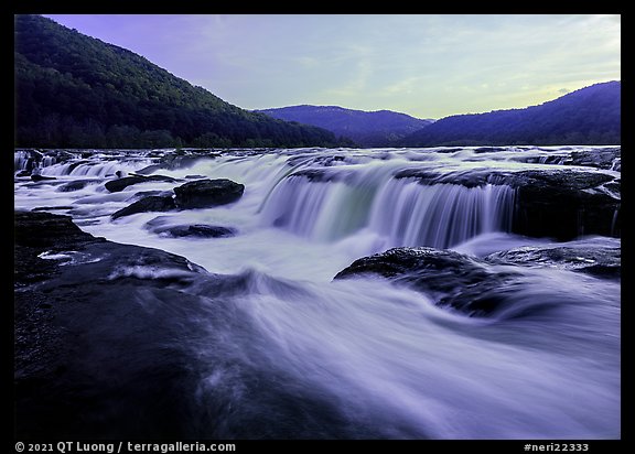 Sandstone Falls of the New River, sunset. New River Gorge National Park and Preserve (color)
