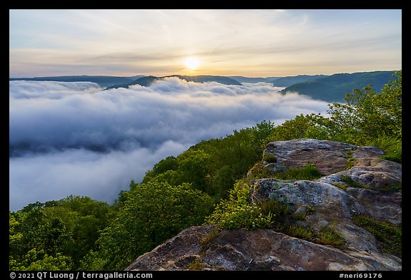 Sea of clouds at sunrise, Grandview. New River Gorge National Park and Preserve (color)