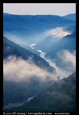 River gorge with low clouds. New River Gorge National Park and Preserve (color)