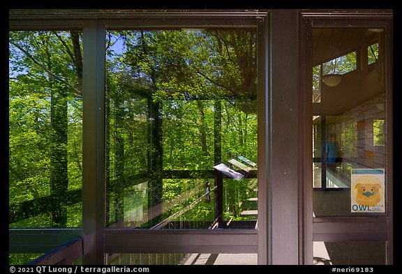 Window reflexion, Canyon Rim Visitor Center. New River Gorge National Park and Preserve (color)
