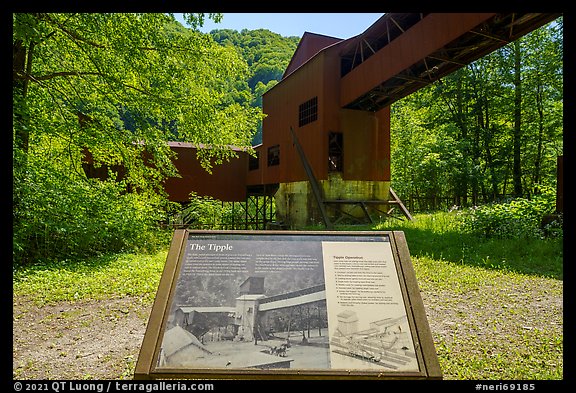 Tipple interpretive sign, Nuttallburg. New River Gorge National Park and Preserve, West Virginia, USA.