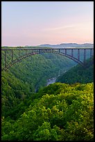 New River and New River Gorge Bridge at dawn. New River Gorge National Park and Preserve ( color)