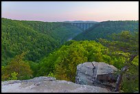 New River Gorge Bridge from Long Point, dawn. New River Gorge National Park and Preserve ( color)