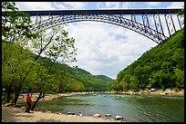 Visitor looking, New River Gorge Bridge. New River Gorge National Park and Preserve ( color)