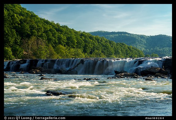 Sandstone Falls, over 1500 feet wide, afternoon. New River Gorge National Park and Preserve (color)