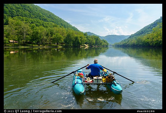 Boater on New River. New River Gorge National Park and Preserve (color)