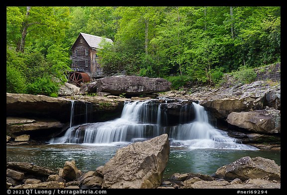 Glade Creek Falls and Grist Mill, Babcock State Park within boundaries. New River Gorge National Park and Preserve (color)