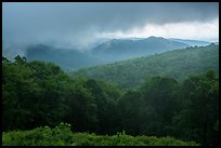 Forested ridges and approaching storm, Thornton Hollow Overlook. Shenandoah National Park ( color)
