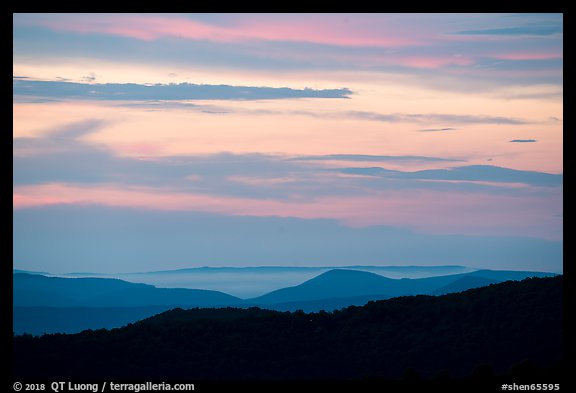 Ridges and sky at sunset from The Point Overlook. Shenandoah National Park, Virginia, USA.