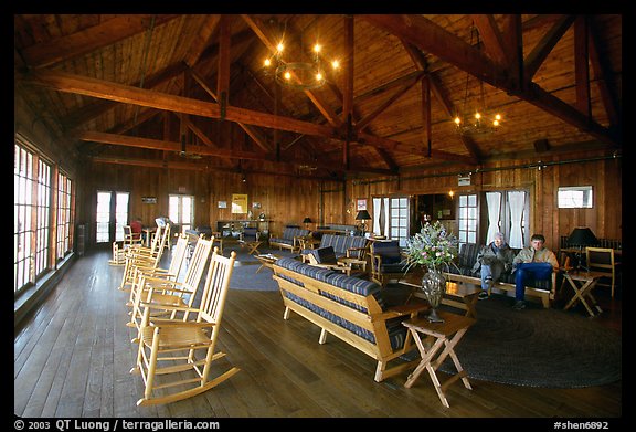 Interior hall of Shenandoah Lodge. Shenandoah National Park (color)