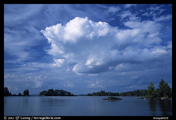 Bright cloud above Rainy lake. Voyageurs National Park, Minnesota, USA.