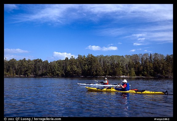 Modern Voyageurs in kayaks. Voyageurs National Park, Minnesota, USA.