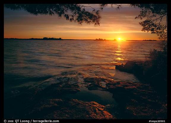 Sun rising over Kabetogama Lake. Voyageurs National Park (color)