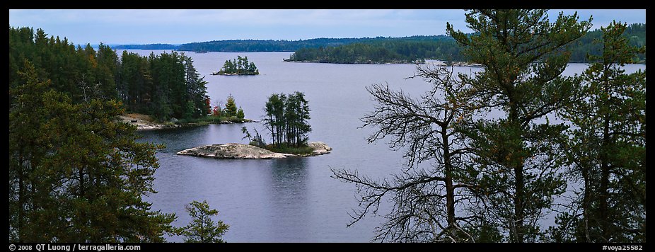 North woods lake scenery with tiny islets. Voyageurs National Park (color)