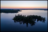 Aerial view of Bittersweet Island at sunset, Kabetogama Lake. Voyageurs National Park ( color)