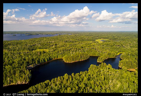 Aerial view of Namakan Narrows and Sand Point Lake. Voyageurs National Park, Minnesota, USA.