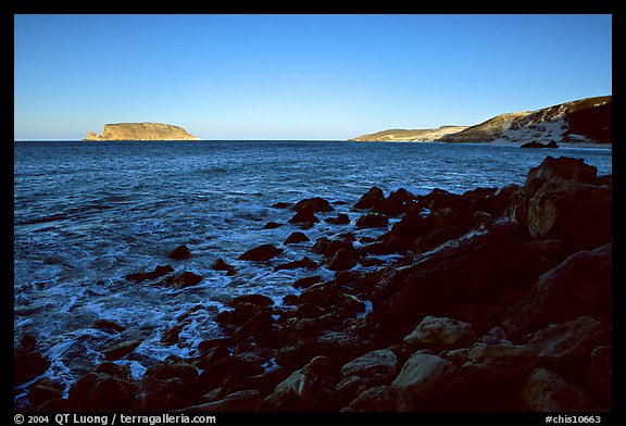 Prince Island and Cuyler Harbor, sunset, San Miguel Island. Channel Islands National Park (color)