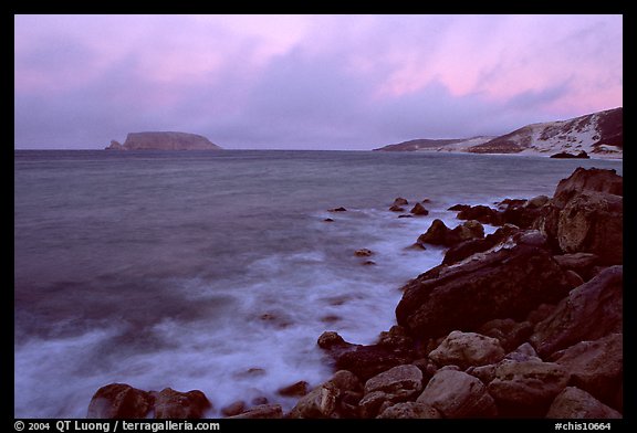 Prince Island and Cuyler Harbor, dusk, San Miguel Island. Channel Islands National Park (color)