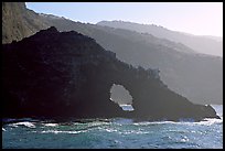 Sea arch and ridges, Santa Cruz Island. Channel Islands National Park, California, USA. (color)