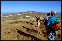 Hikers on  trail to Point Bennett, San Miguel Island. Channel Islands National Park ( color)