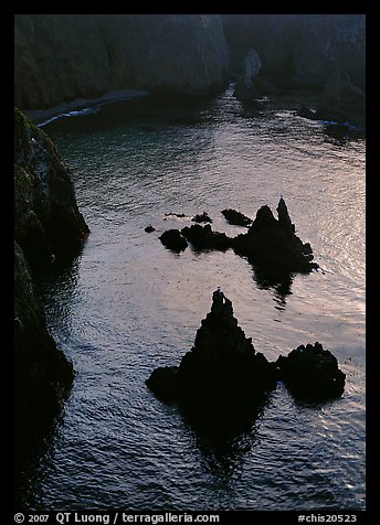 Rocks and ocean, Cathedral Cove, Anacapa, late afternoon. Channel Islands National Park (color)