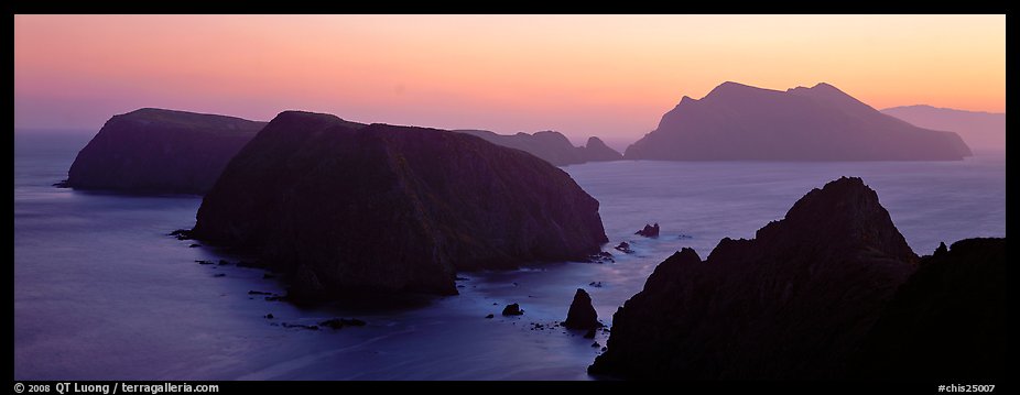 Chain of islands at sunset, Anacapa Island. Channel Islands National Park (color)