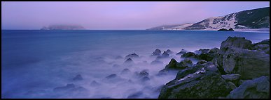 Coastal seascape at dusk, San Miguel Island. Channel Islands National Park (Panoramic color)