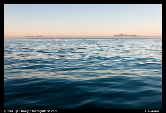 Ocean, Annacapa and Santa Cruz Islands at sunrise. Channel Islands National Park (color)