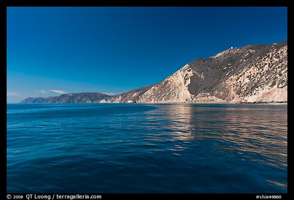 South shore cliffs and reflections, Santa Cruz Island. Channel Islands National Park (color)