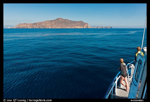 Woman on boat cruising towards Annacapa Island. Channel Islands National Park (color)