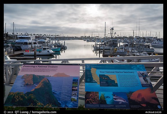 Ventura Harbor interpretive sign. Channel Islands National Park, California, USA.