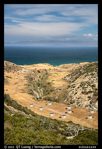 Water Canyon campground from above, Santa Rosa Island. Channel Islands National Park (color)