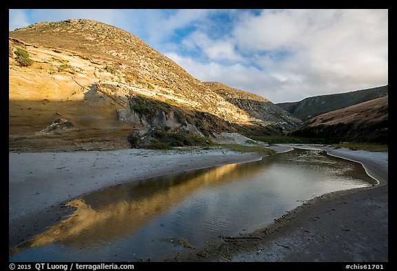 Stream at the mouth of Lobo Canyon, Santa Rosa Island. Channel Islands National Park (color)