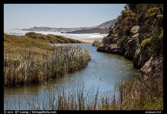 Stream at the mouth of Water Canyon, Santa Rosa Island. Channel Islands National Park (color)