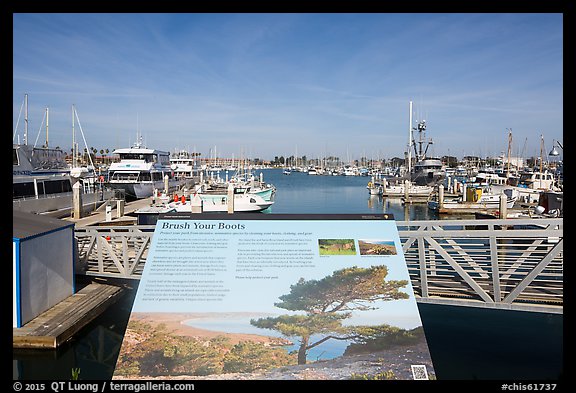 Invasive species interpretive sign, Ventura Harbor. Channel Islands National Park (color)