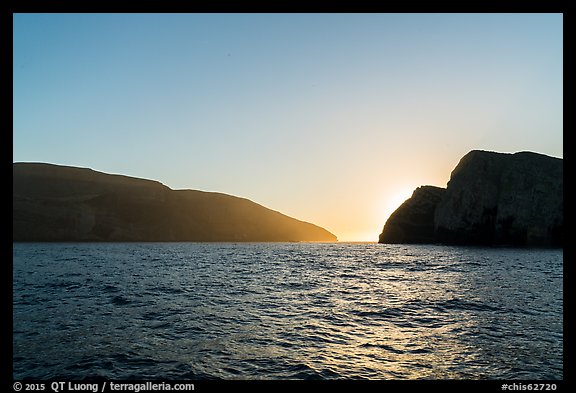 Backlit Sutil Island and Santa Barbara Island. Channel Islands National Park (color)