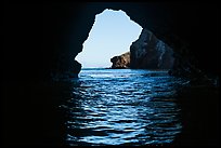 Sea cliffs framed by sea cave, Santa Cruz Island. Channel Islands National Park ( color)
