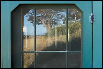 Santa Cruz Island visitor center window reflexion, Santa Cruz Island. Channel Islands National Park ( color)