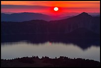 Sun setting over Crater Lake and Llao Rock. Crater Lake National Park ( color)