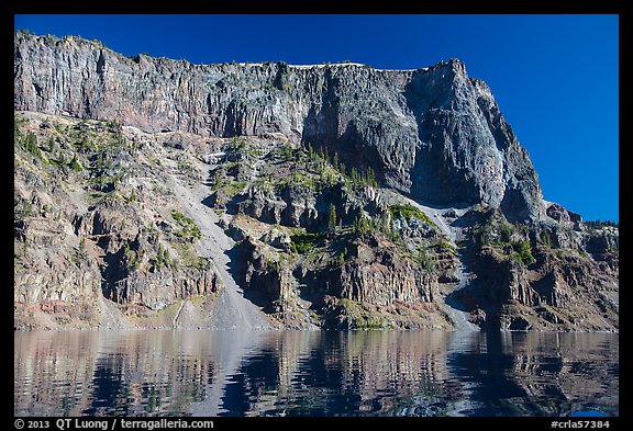 Tall cliffs of Llao Rock and Llao Bay. Crater Lake National Park, Oregon, USA.