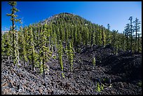 Hardened lava field and cinder cone, Wizard Island. Crater Lake National Park ( color)