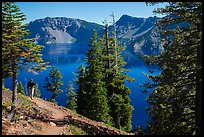 Hiker on Wizard Island. Crater Lake National Park ( color)