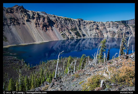 Skell Channel from top of Wizard Island cinder cone. Crater Lake National Park (color)