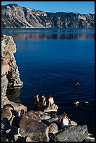 People on lakeshore, Cleetwood Cove. Crater Lake National Park ( color)